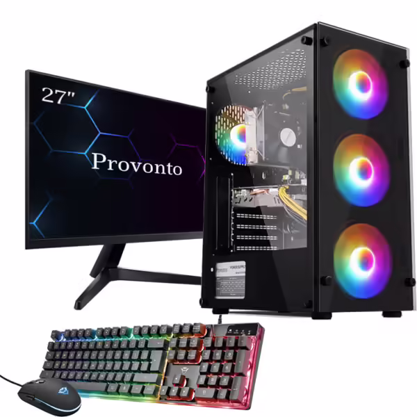 Pack PC Gamer avec écran 27 pouces, tour PC et accessoires
